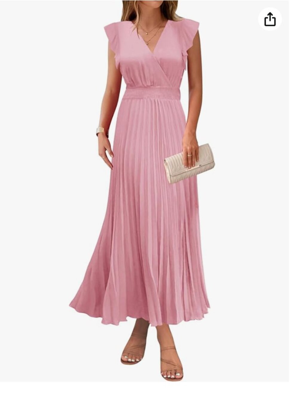 KIRUNDO Women's Summer Maxi Dresses Elegant V Neck Ruffle Flutter Sleeves Empire